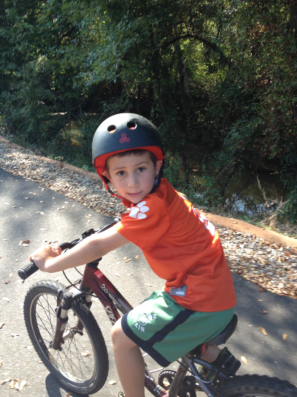 My youngest son on two wheels for the first time