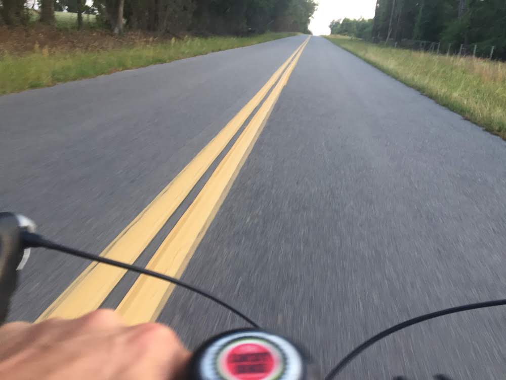 Road image... Me speeding along on my bike