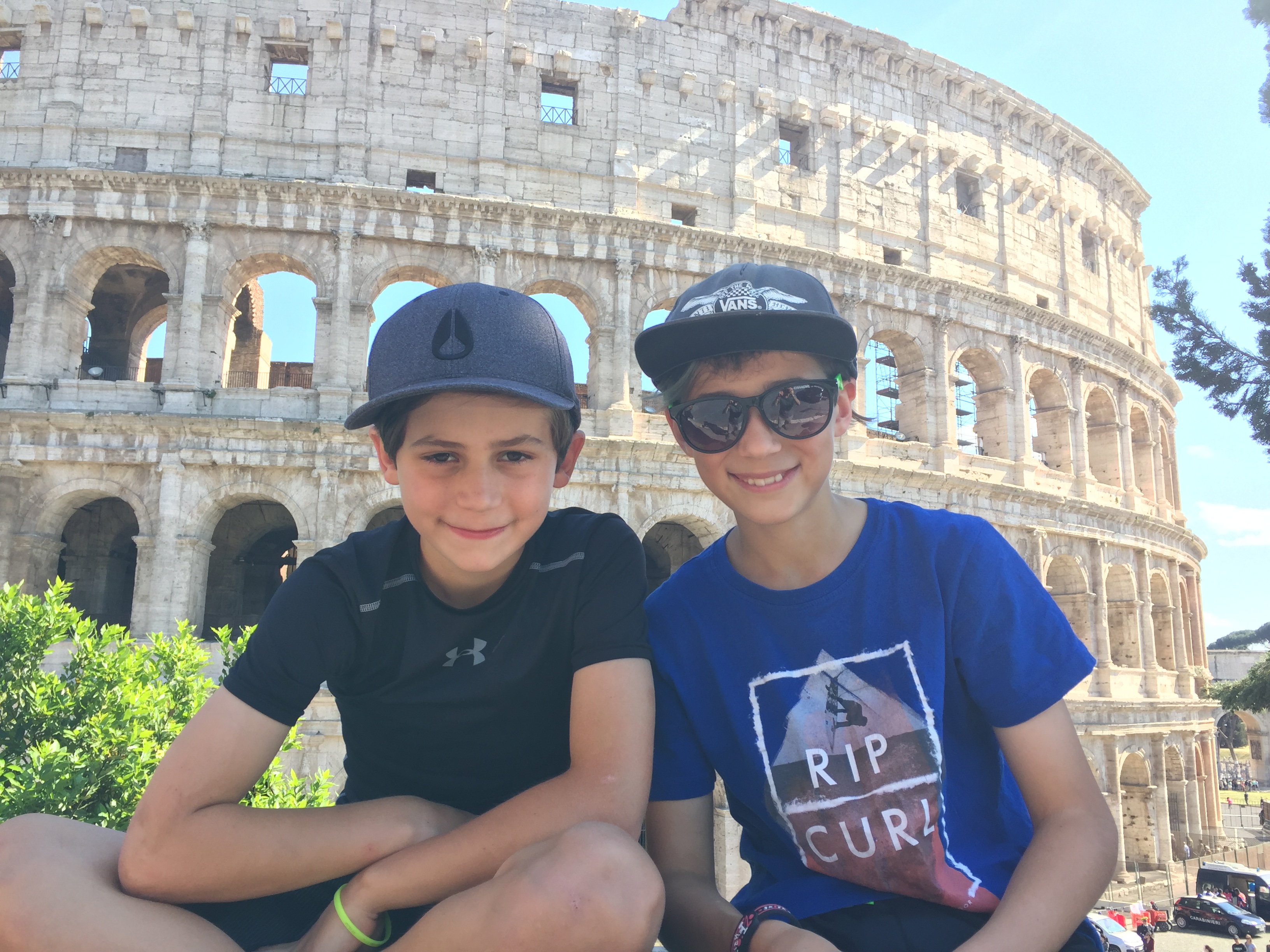 My two sons at the Colosseum in Rome