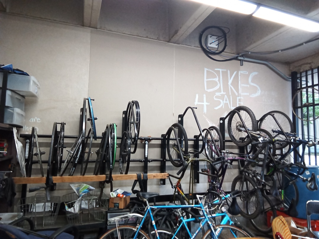 Bike reuse center on University of Pittsburgh's campus.